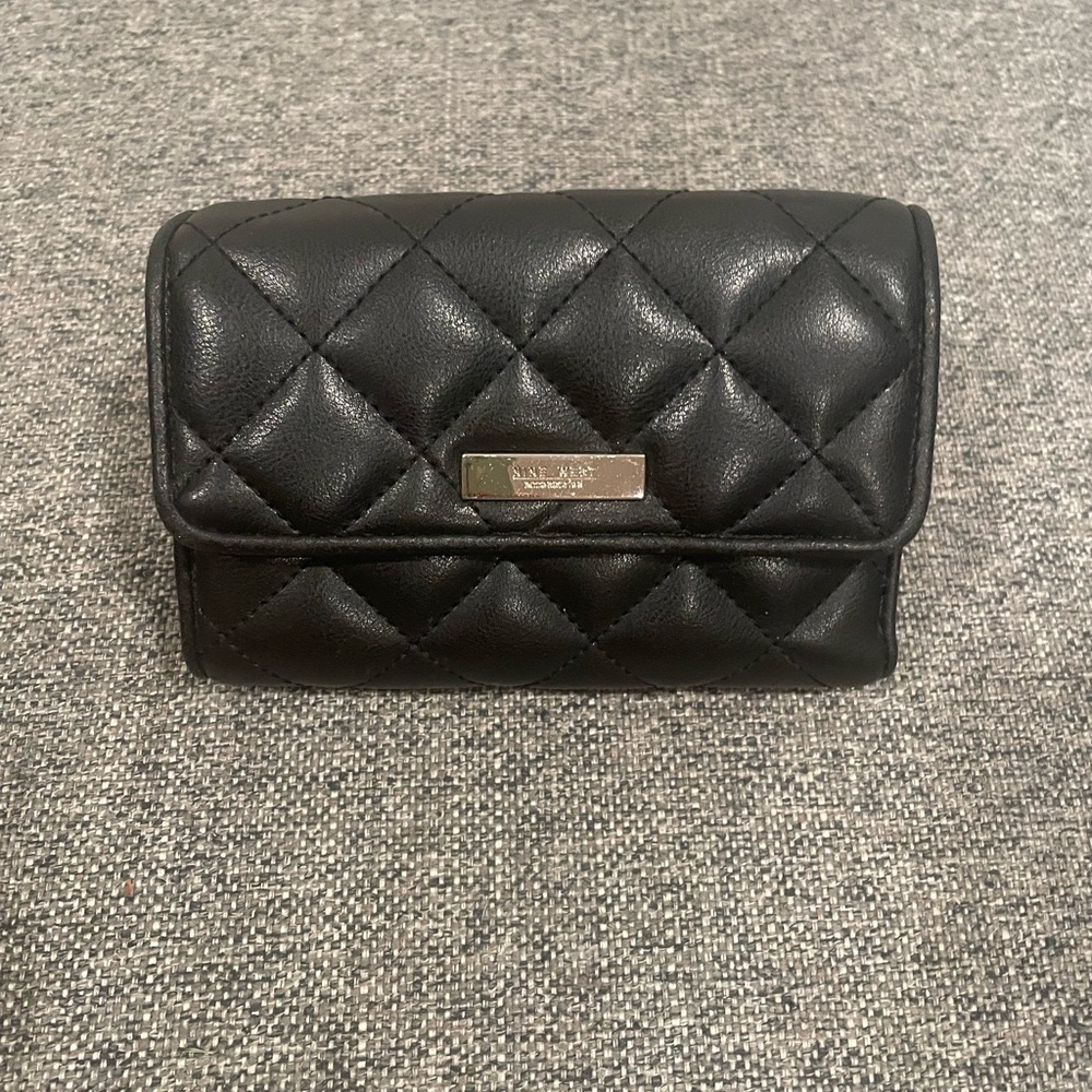 Nine West Mirabella Black Quilted Compact Wallet